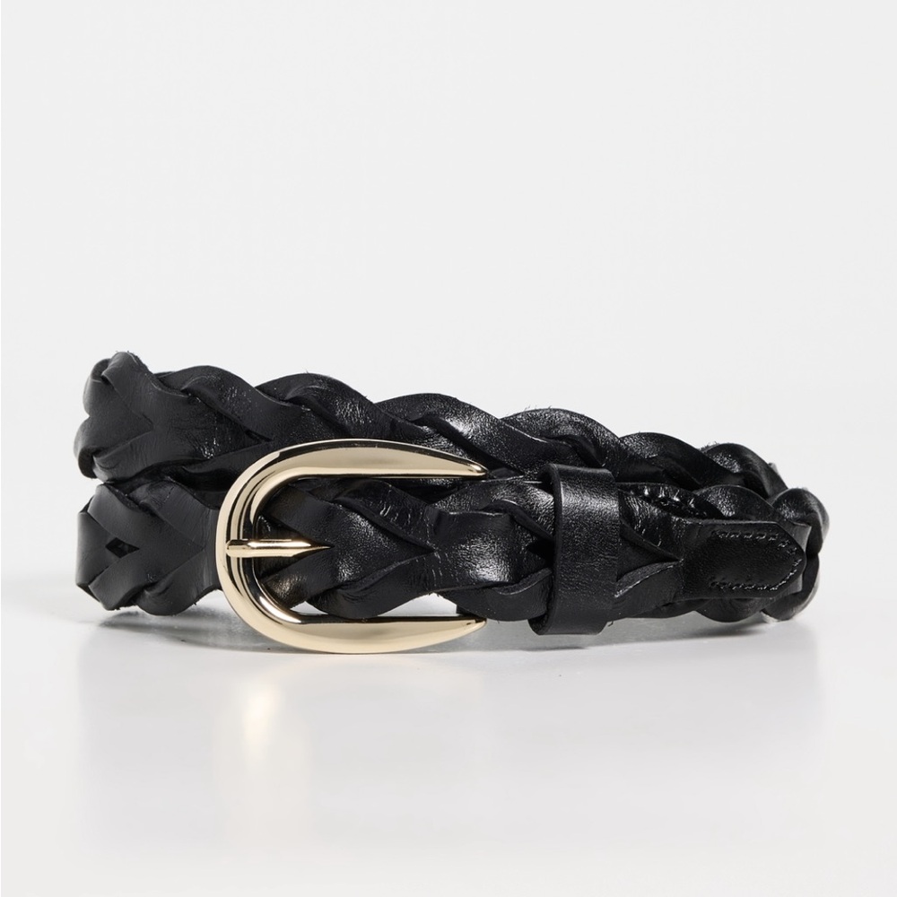 Madewell Black Braided Belt with Gold Buckle XXS XS S Like New